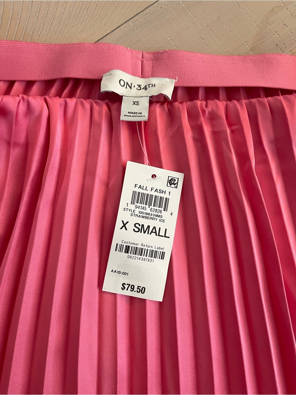 Saks Fifth Avenue Coral Pink Pleated Midi Skirt - Picture 3 of 6